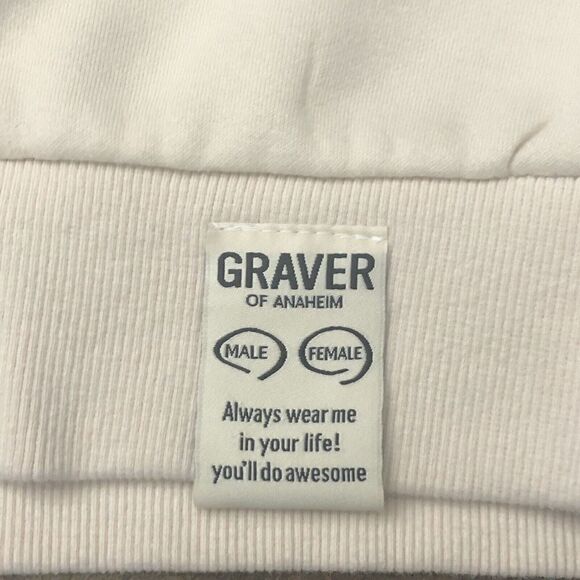 Graver of Anaheim GOA Unisex Small Smiley Embroidery Cream Sweatshirt Crew Neck - Picture 6 of 10